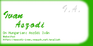ivan aszodi business card